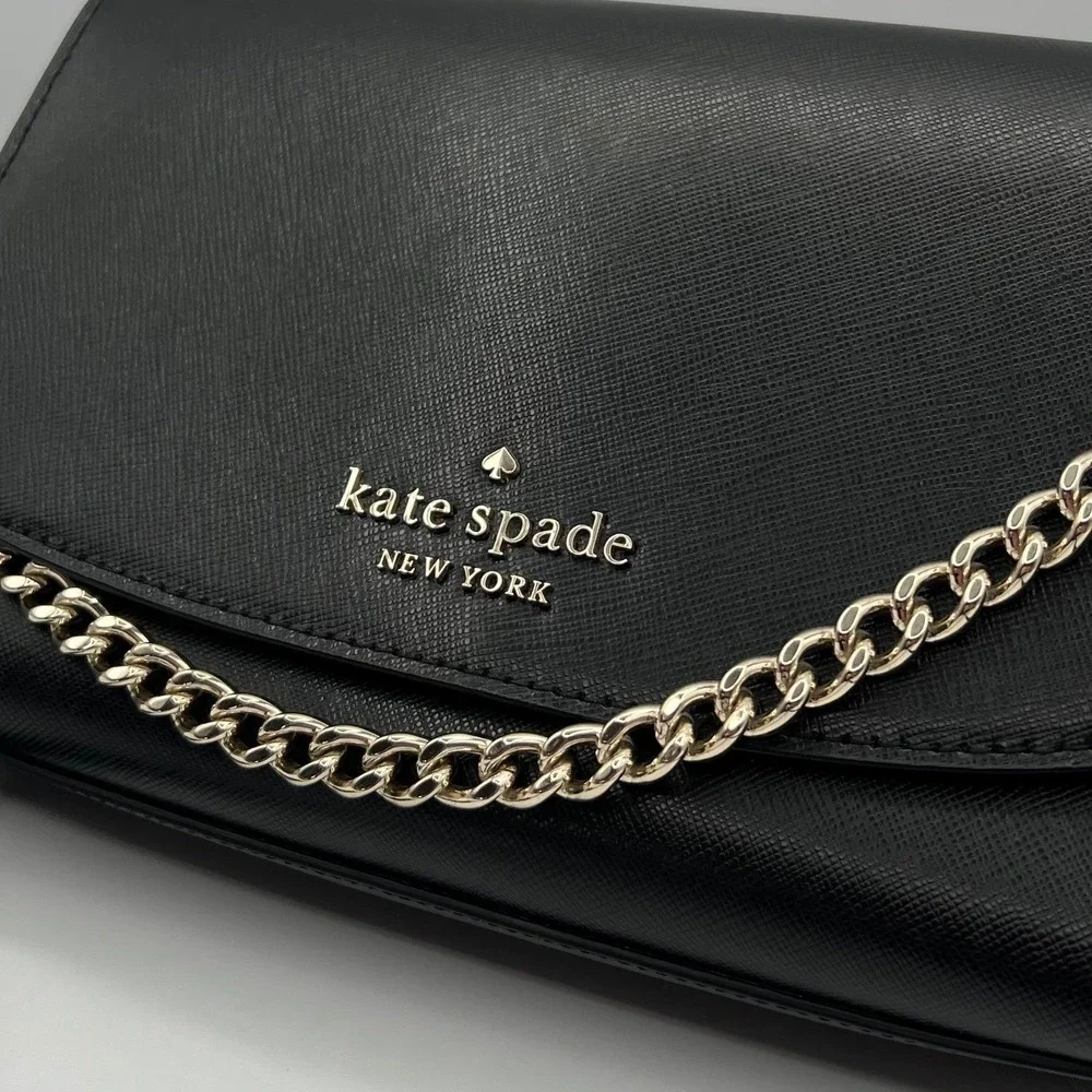 Kate Spade New York Margot Convertible Black Saffiano Leather Chain Crossbody
